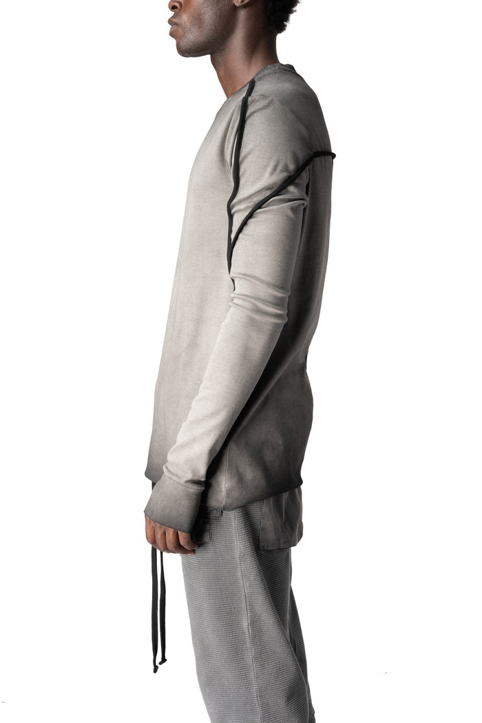 Cotton long sleeve tee, Cold dye grey
