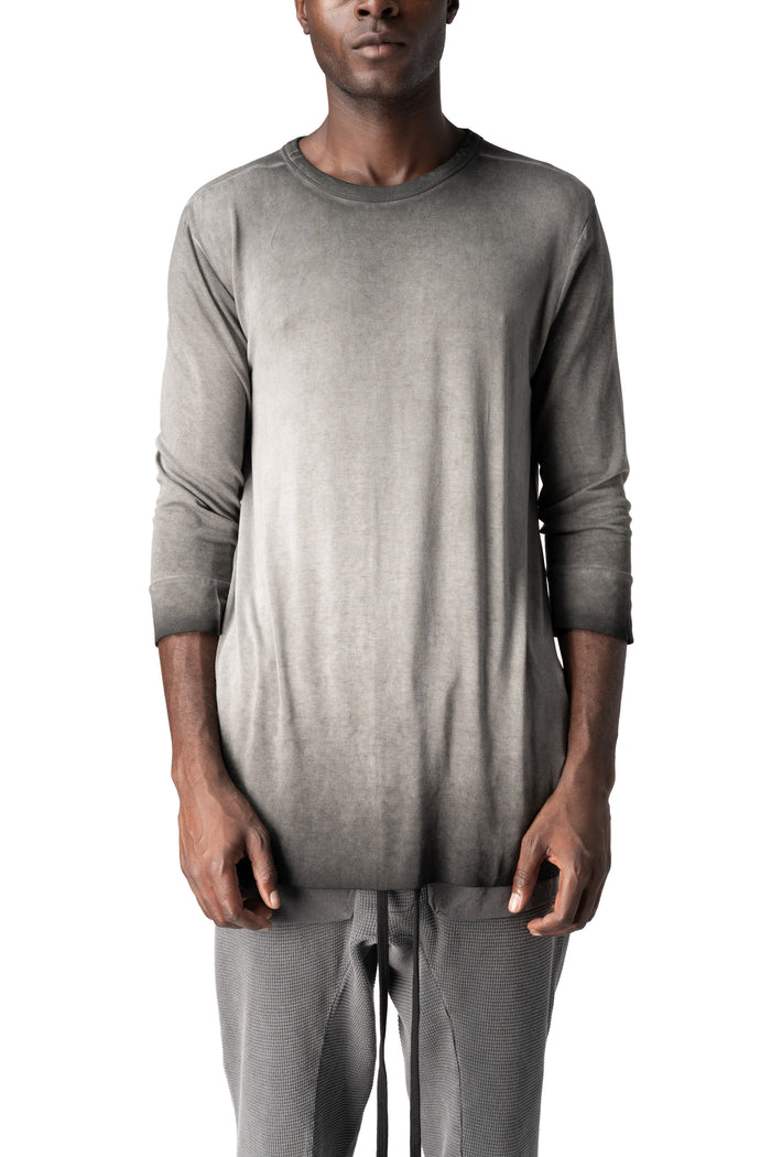 Cotton long sleeve tee, Cold dye grey