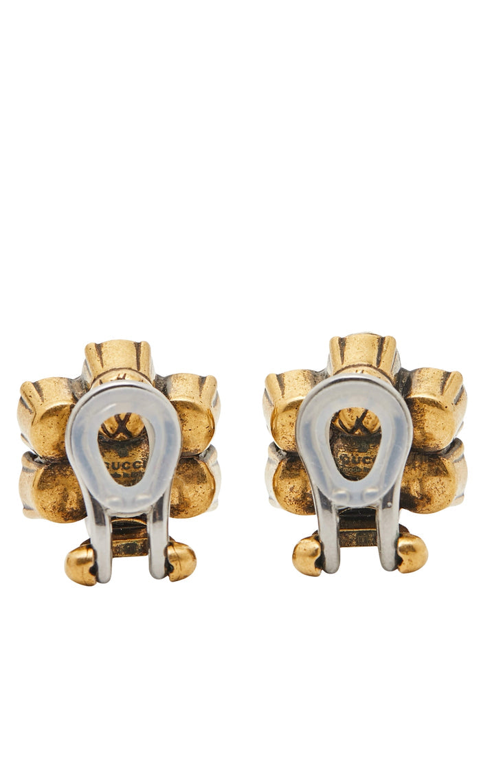 Gucci crystal GG clip earrings clip-on back detail