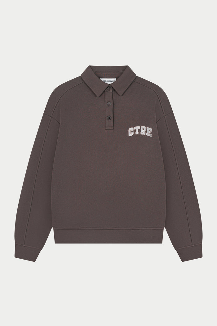 CTRE BUTTON THROUGH POLO - BROWN
