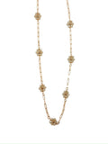 Daisy Floral Necklace in beige with gold-tone chain and beaded clusters from Ardor Boutique