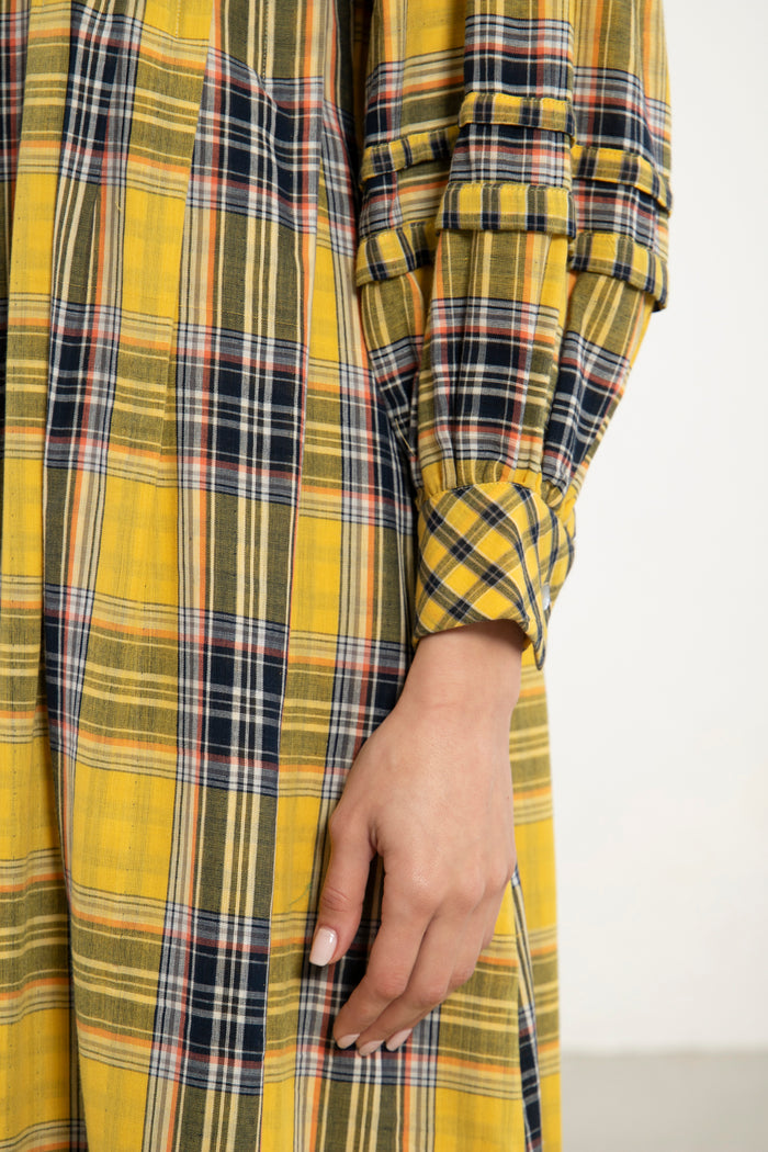 Dania Cotton Plaid Yellow Dress