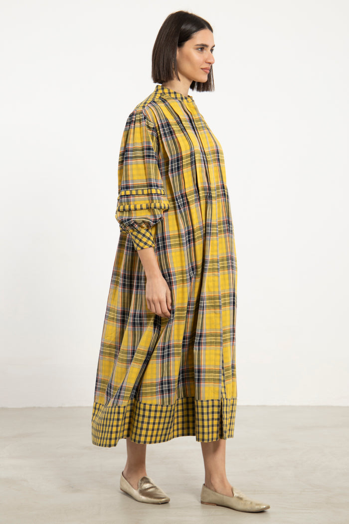 Dania Cotton Plaid Yellow Dress