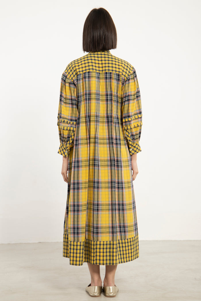 Dania Cotton Plaid Yellow Dress