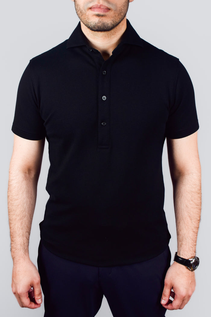 Dress Collar Performance Polo - Black - Atica Man