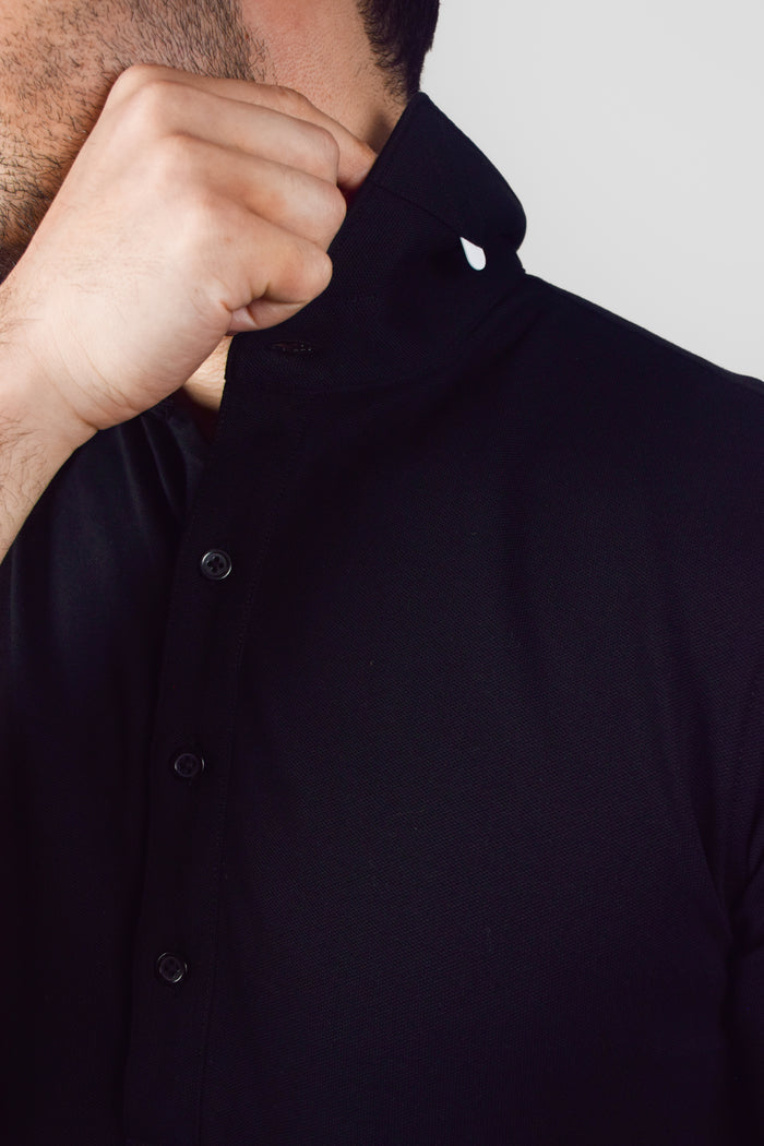 Dress Collar Performance Polo - Black - Atica Man
