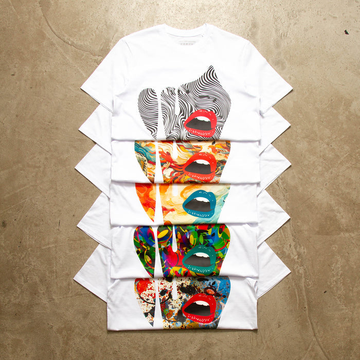 Droplet Face 004 Back Print - Tshirt - White