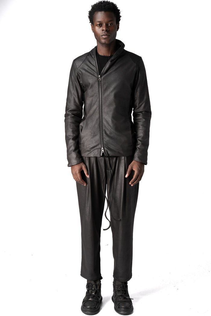 Eco vegan leather zip sweatshirt, Black