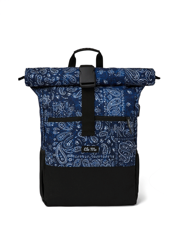 Ela Mo™ Rolltop Rucksack | Denim Paisley