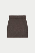 EMBLEM EMBROIDERED KNIT SKIRT - BROWN