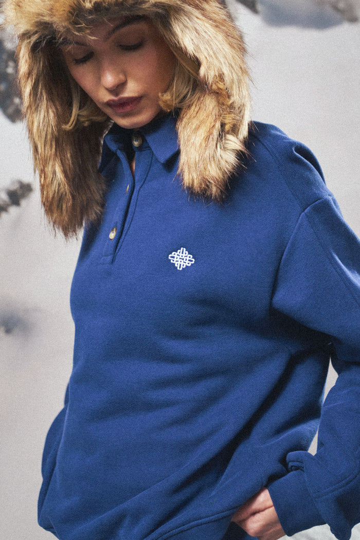 EMBLEM EMBROIDERED RUGBY POLO - DEEP BLUE