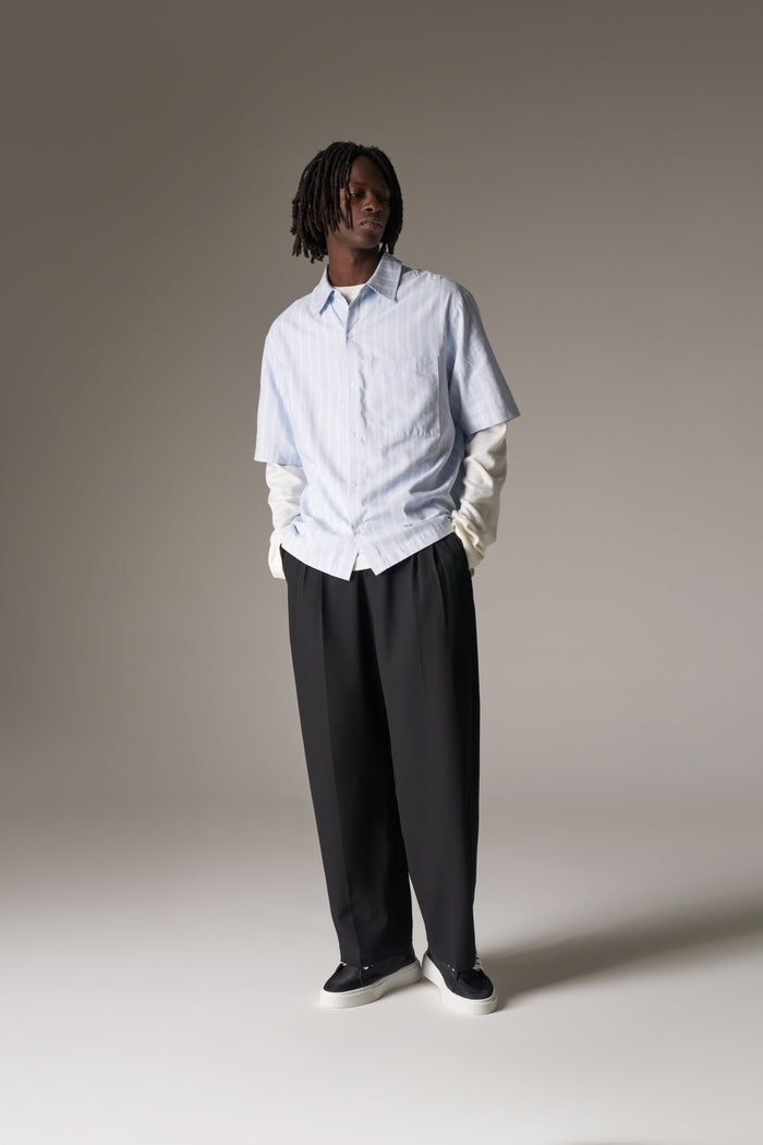 EMBLEM STRIPE SHIRT - BLUE