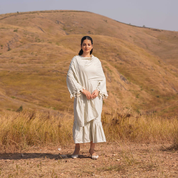Grey Handwoven Enigma Long Dress - OurDve