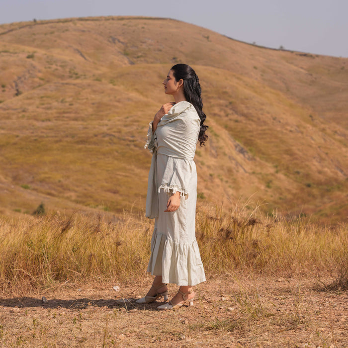 Grey Handwoven Enigma Long Dress - OurDve