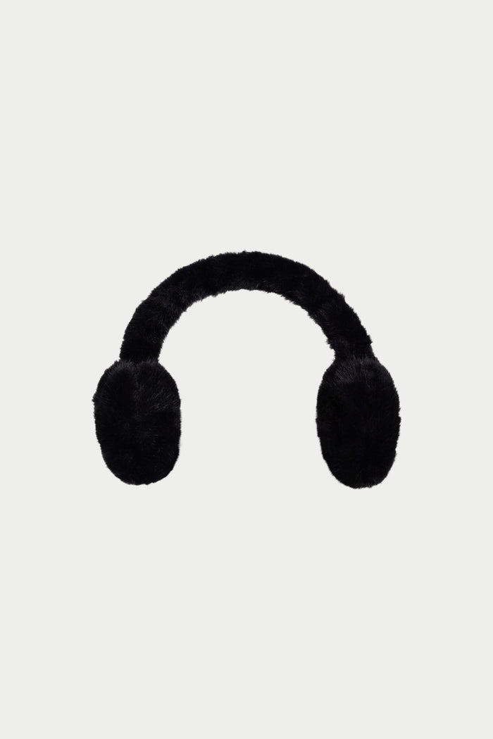 FAUX FUR SINGLE SCRIPT EARMUFFS - BLACK