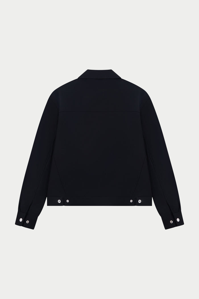 FAUX LEATHER POCKET TAILORED JACKET - BLACK