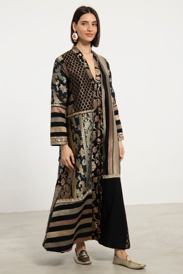 Fayrouz Silk Brocade Hand Painted Dress