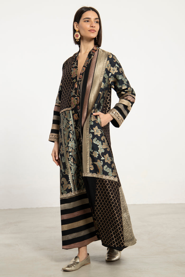 Fayrouz Silk Brocade Hand Painted Dress