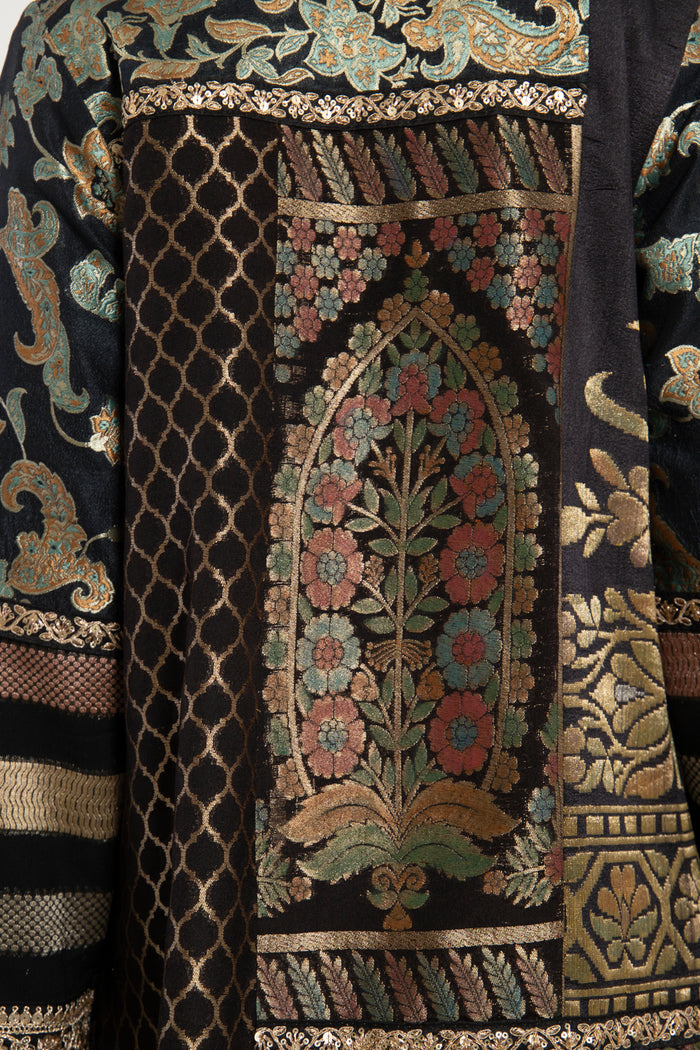 Fayrouz Silk Brocade Hand Painted Dress