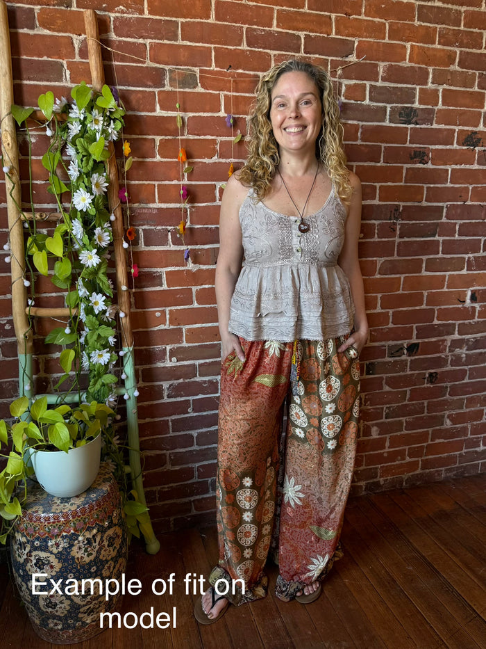 Festival Drift Recycled Sari Pants - Size 14-18 - Fair Trade Made