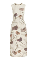 Adam Lippes Floral Embroidered Wool-Silk Sheath Midi Dress