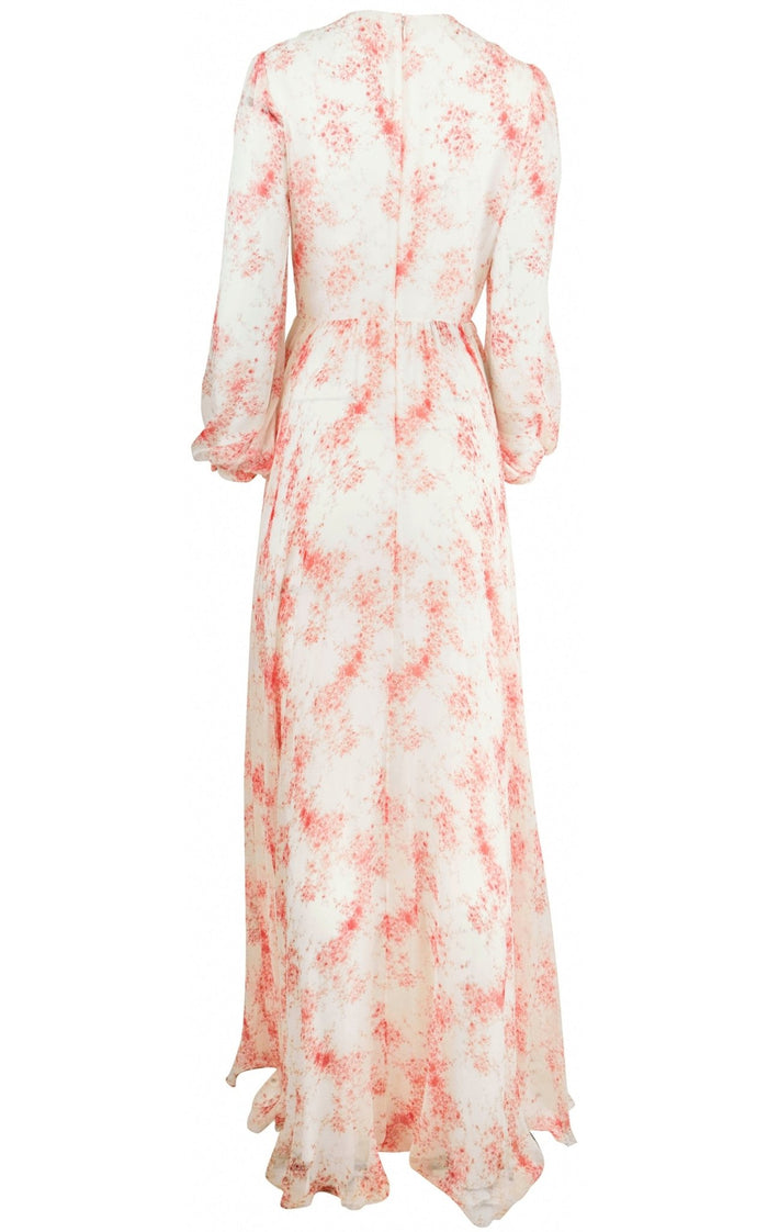 Valentino floral print silk maxi gown in pink and white