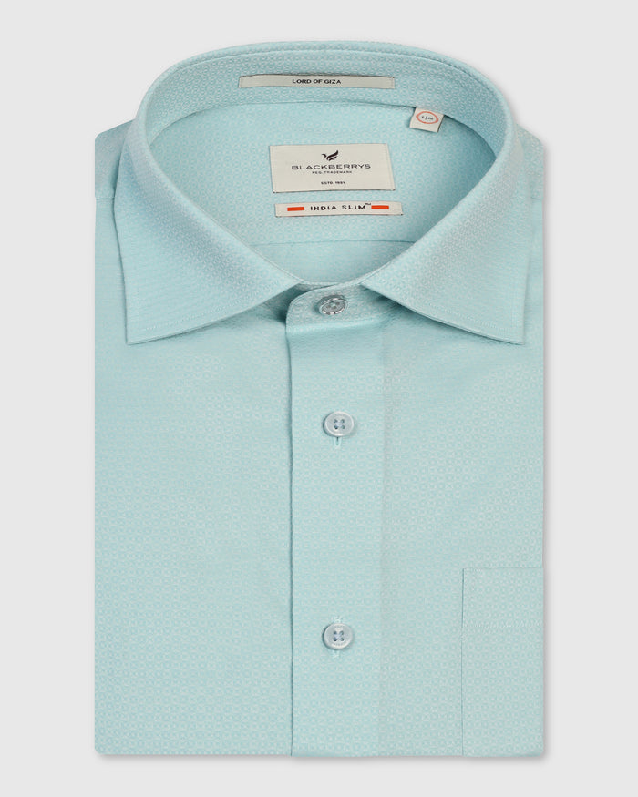 Formal Aqua Textured Shirt - Brick