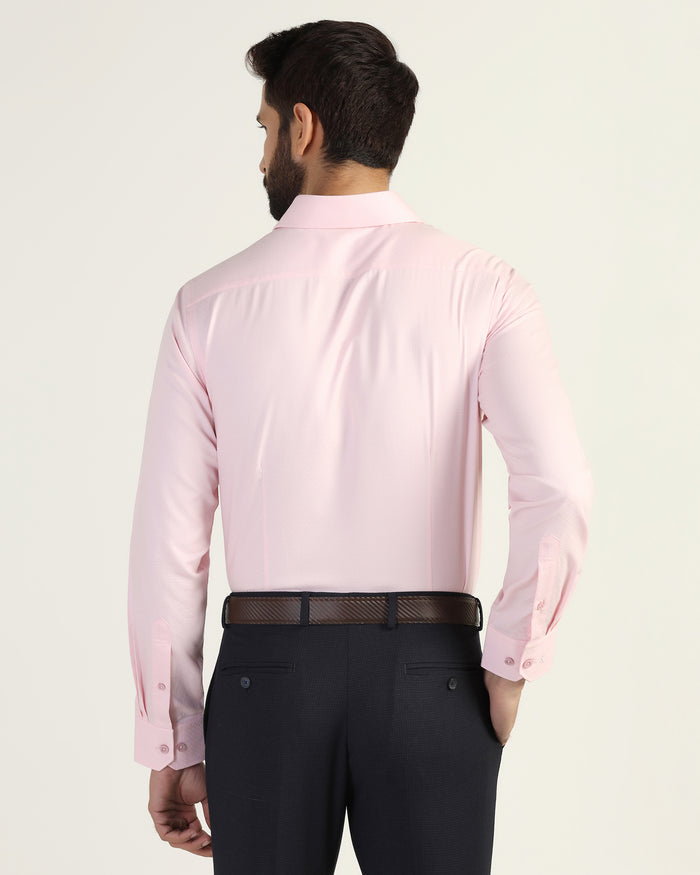 Formal Pink Textured Shirt - Brick