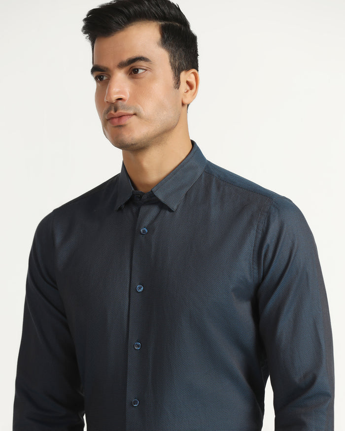 Formal Teal Textured Shirt - Amaze