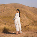 Beige Fray Maxi Cotton Dress - OurDve