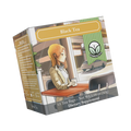 Supplement facts label on a tea package showing black tea leaf, barcode, and contact info on a brown background.