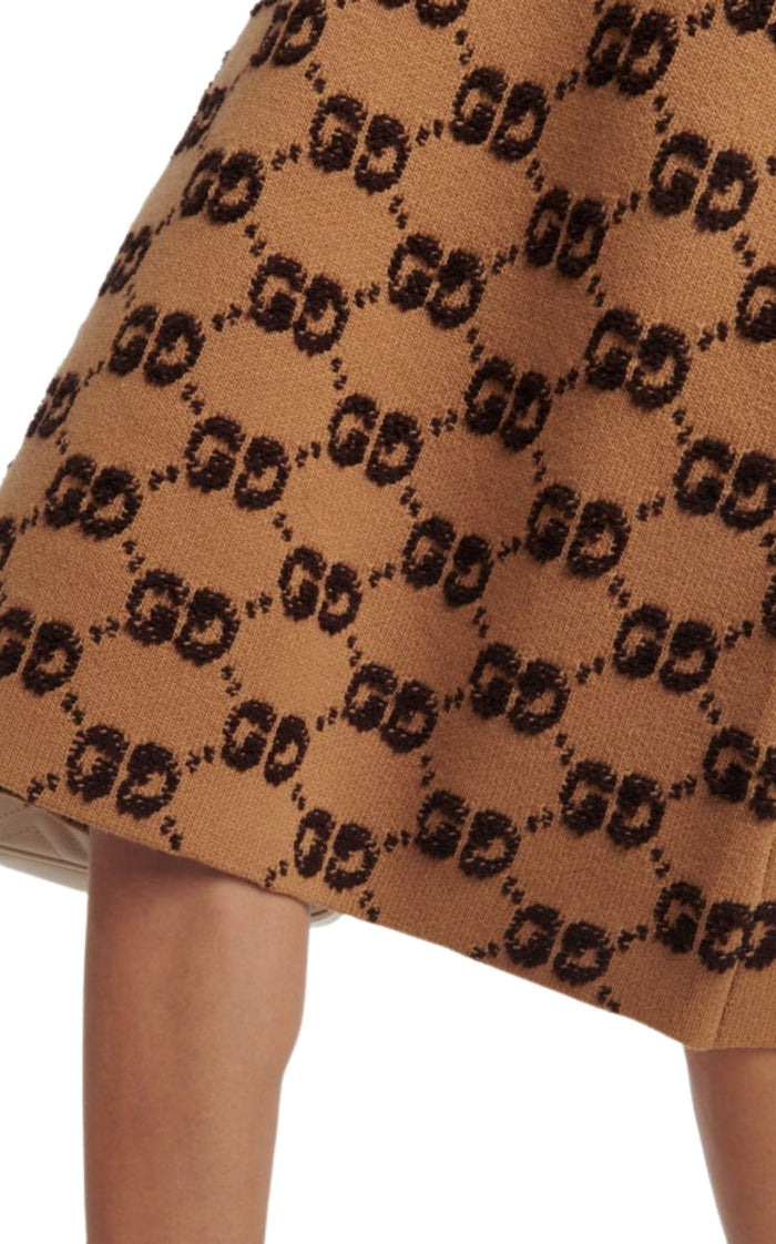 Gucci GG Logo Jacquard Wool Bouclé Midi Skirt