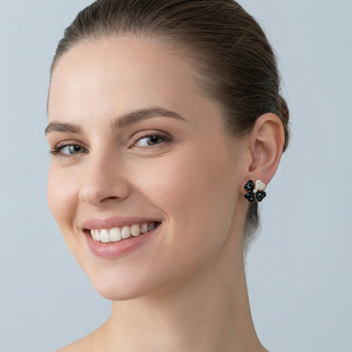 Glitter & Enamel 4 Leaf Clover Stud Earrings