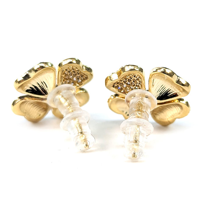 Glitter & Enamel 4 Leaf Clover Stud Earrings