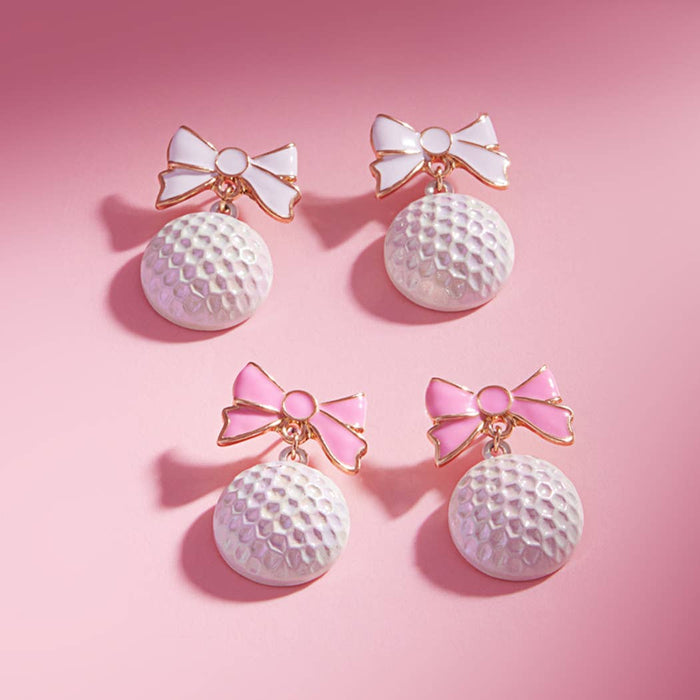 Golf Ball with Bow Earrings