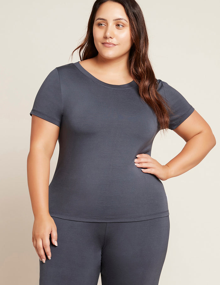 Women's Vegan Organic Sleep Shirt Dark Grey | Dark Grey Bamboo Women's Pyjama Tops | Natural Women's Sleep Tee