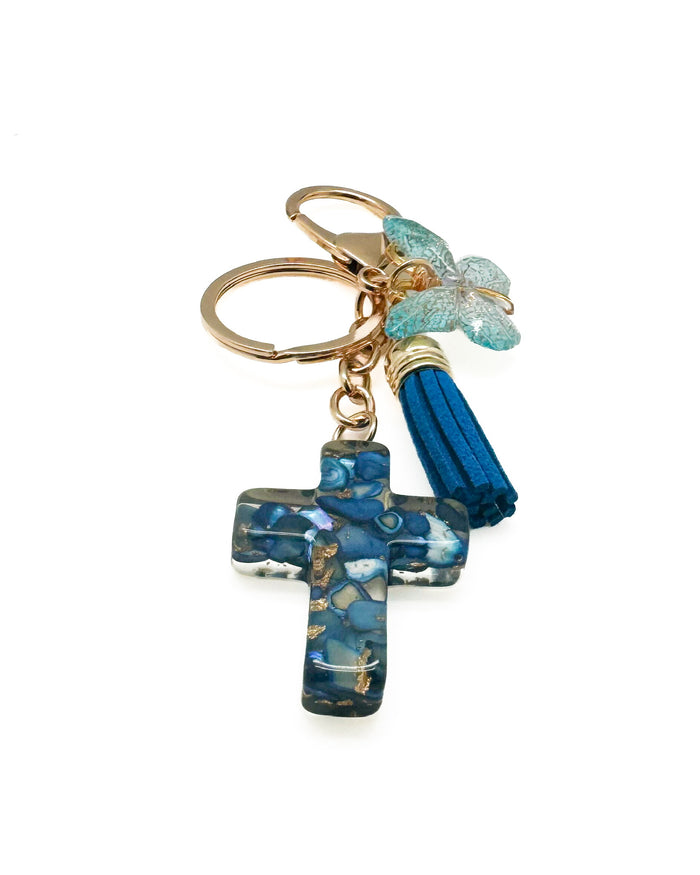 Grace Butterfly and Cross Keychain
