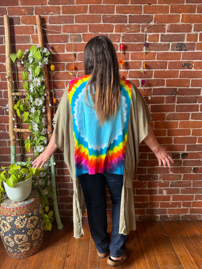 Grateful Dead Inspired Tie Dye Sage Embroidered Hi Lo Top