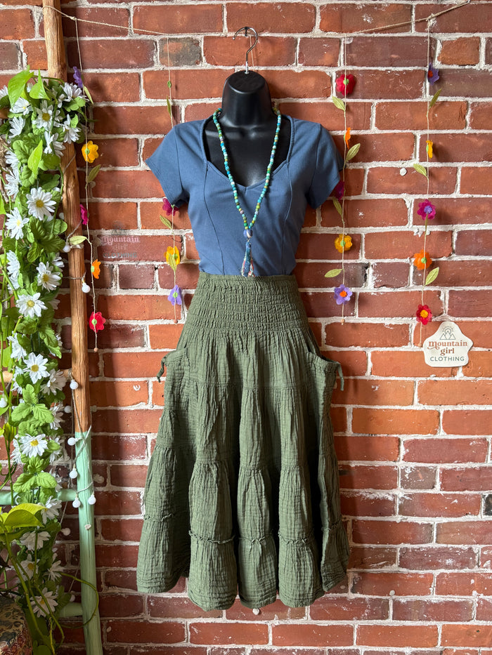 Green Meadow 100% Cotton Gauze Skirt / Mini Dress - Fair Trade Made