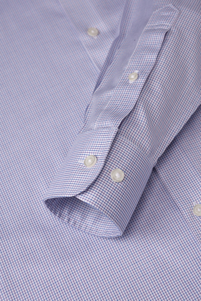 Greenwhich Blue Red Micro Check Shirt - Atica Man