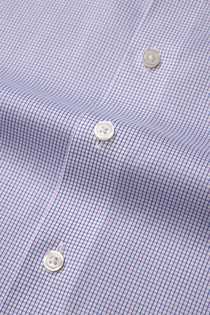 Greenwhich Blue Red Micro Check Shirt - Atica Man