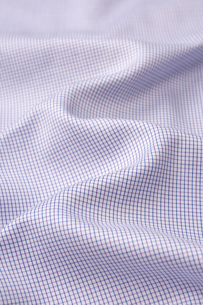 Greenwhich Blue Red Micro Check Shirt - Atica Man
