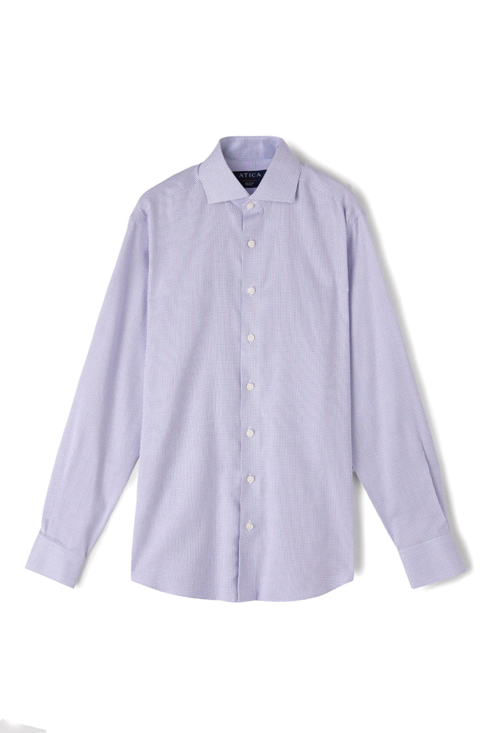 Greenwhich Blue Red Micro Check Shirt - Atica Man