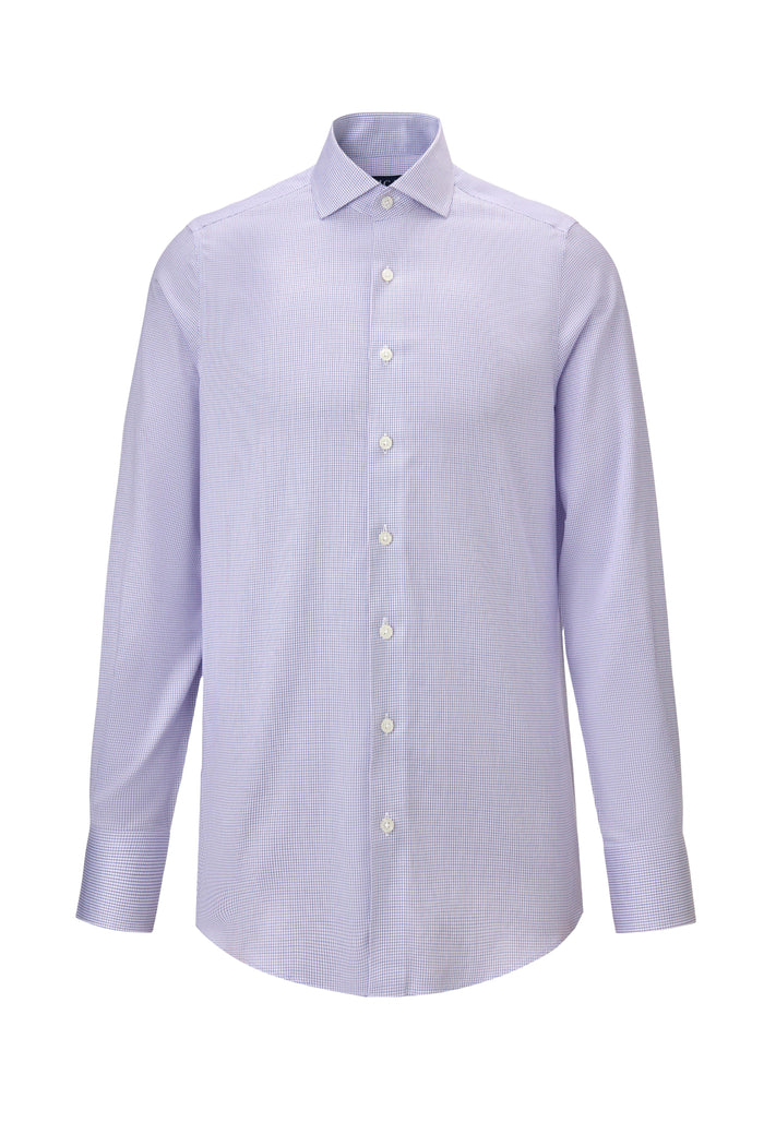 Greenwhich Blue Red Micro Check Shirt - Atica Man