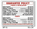 GUARANTEE POLICY SIGN