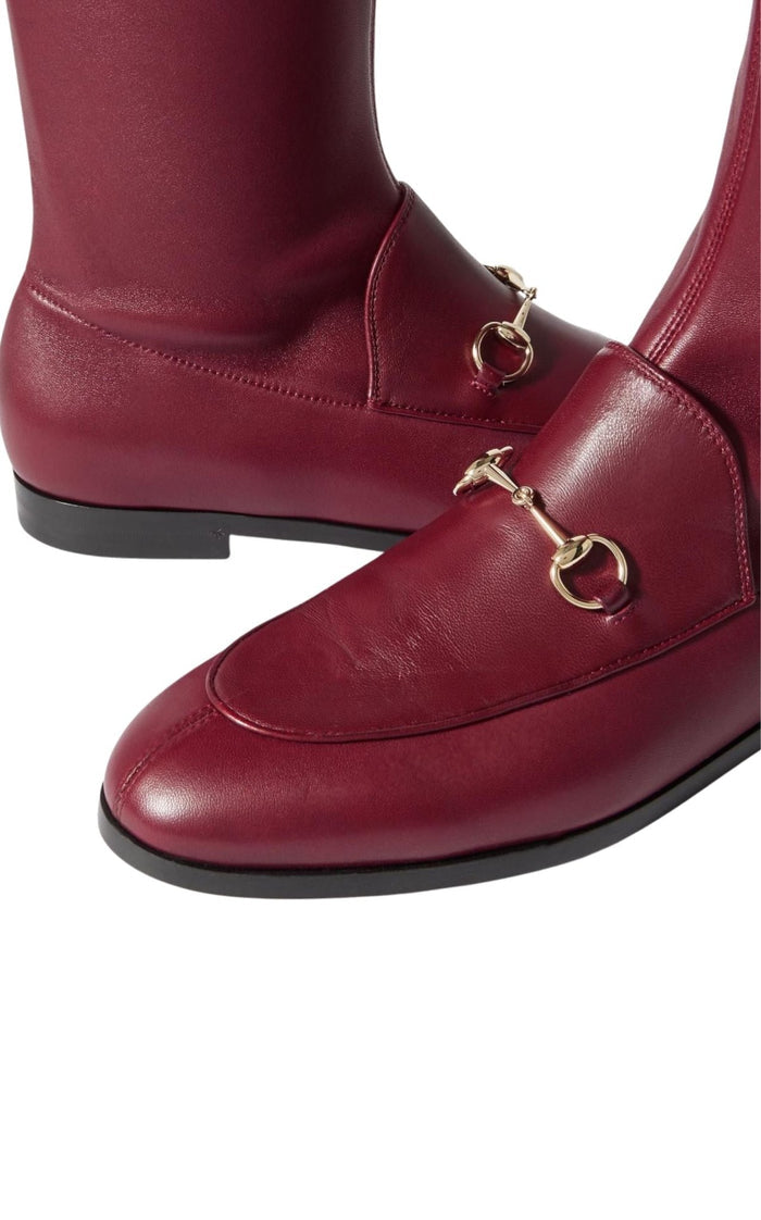 Gucci Gucci Jordaan Burgundy Leather Ankle Boots