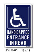 HANDICAP ENTRANCE IN REAR SIGN, PKHP-8