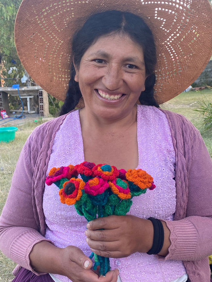 Handmade Fair Trade Wool Flower – Eco-Friendly, Crocheted, Unique Floral Decoration