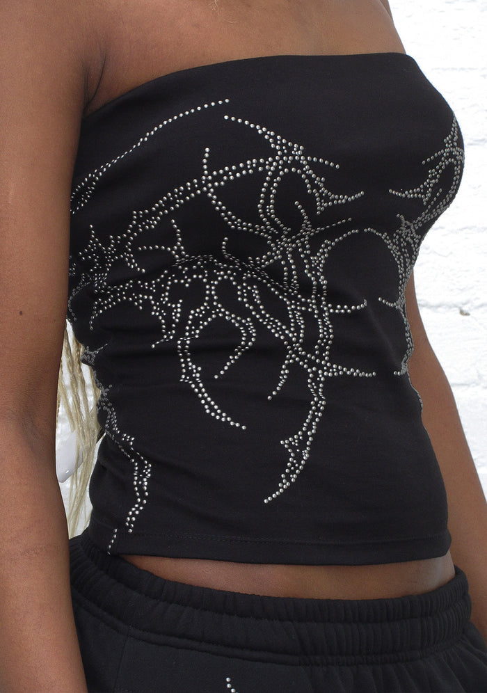 HAUNT STUDDED TUBE TOP BLACK