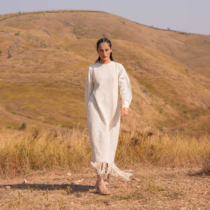 Beige Haze Cotton Dress - OurDve